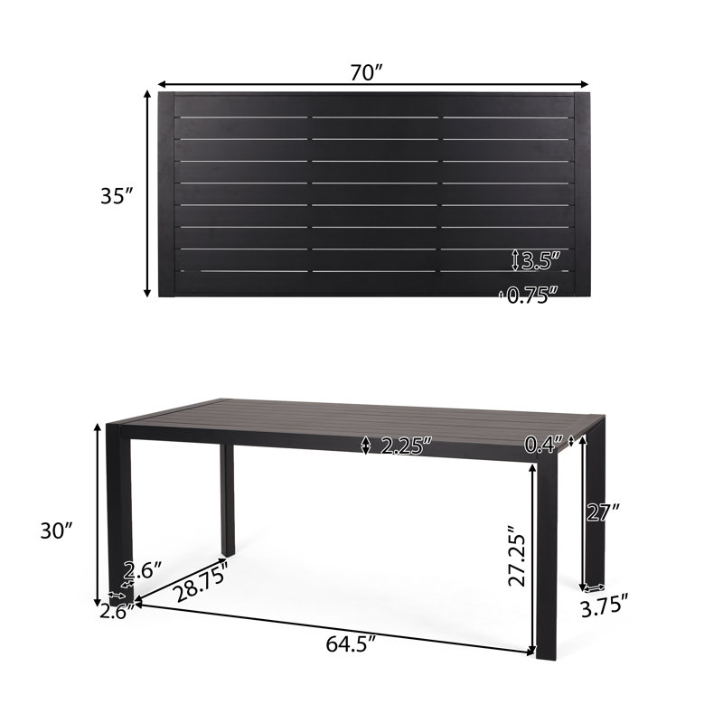 Amelle Rectangular Aluminum Outdoor Dining Table