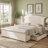 Wingback Tufted Upholstered Sleigh Bed with 2 Storage Drawers, King, Cream Velvet-1519239189-1519239187