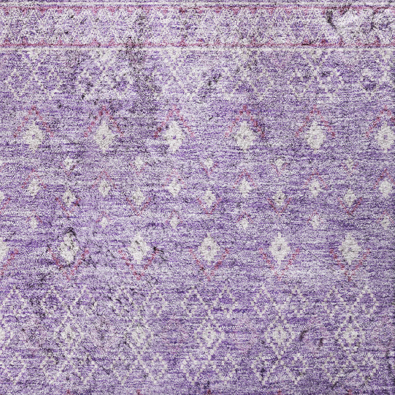 Tapis bohème ADS709 de qualité supérieure lavable à la machine, Lavande, 3 pi x 5 pi