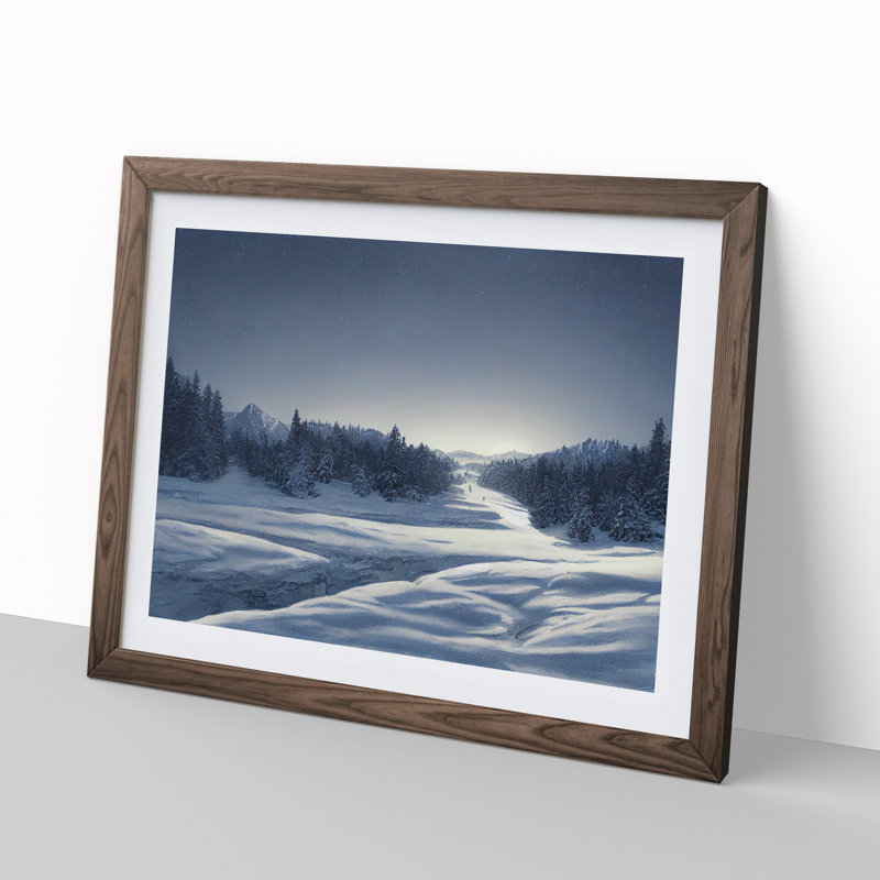 Uplifting Winter Forest - Framed Print, 25cm H x 34cm W x 2cm D, Walnut