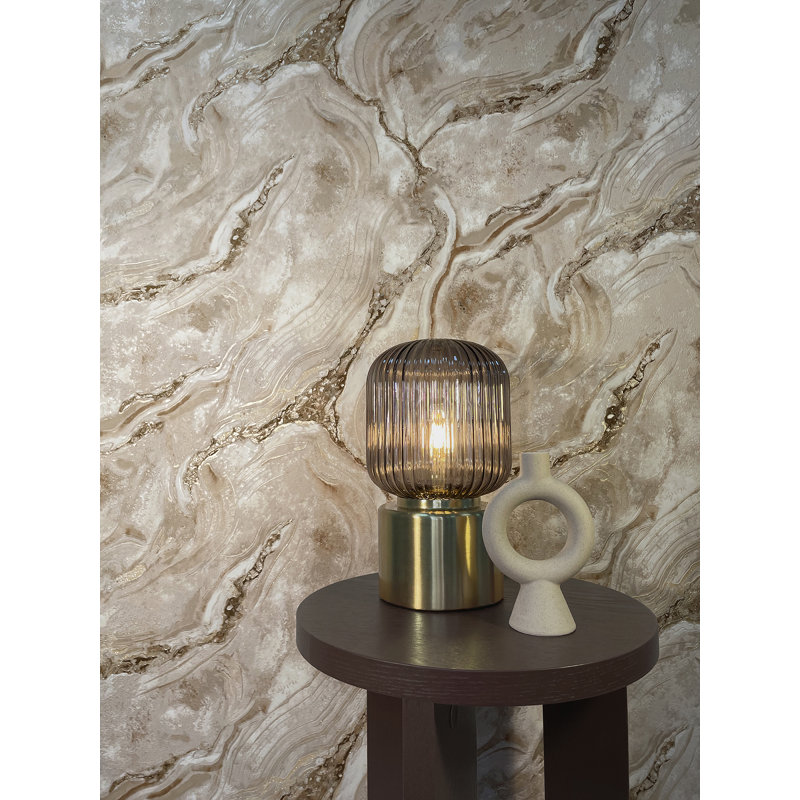 Crozet 10.05m x 53cm Textured Glitter Wallpaper Roll, Taupe