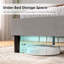 Structure de lit plateforme double moderne, tapissier, lattes en bois