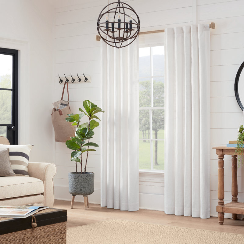 Weathered Oak Farmhouse Adjustable Curtain Rod Set with Square Finials