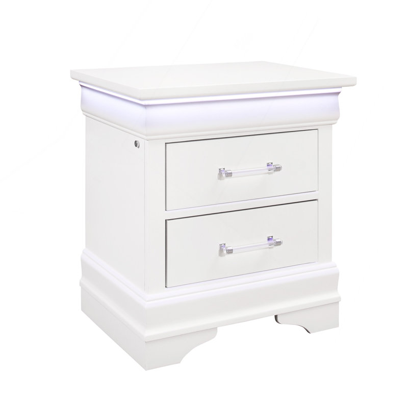 Table de chevet blanche avec DEL Charlston, Blanc