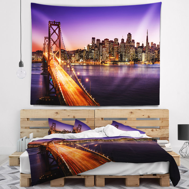 Tapisserie de san francisco et bay bridge, H 32 po x l 39 po