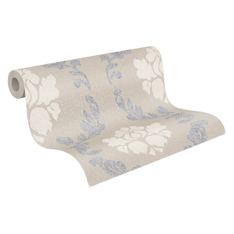 Roanoke 10.05m x 53cm Matte Wallpaper Roll, Cream/Grey
