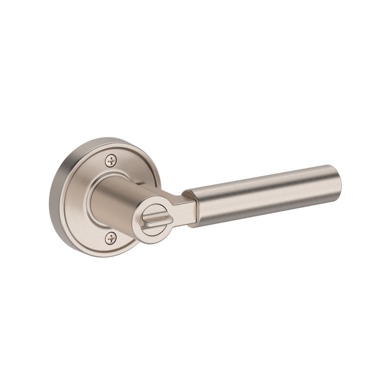 Lake Forest Keyed Entry Lever with Recessed Round Rose in Lifetime (PVD) Satin Brass, Satin Nickel
