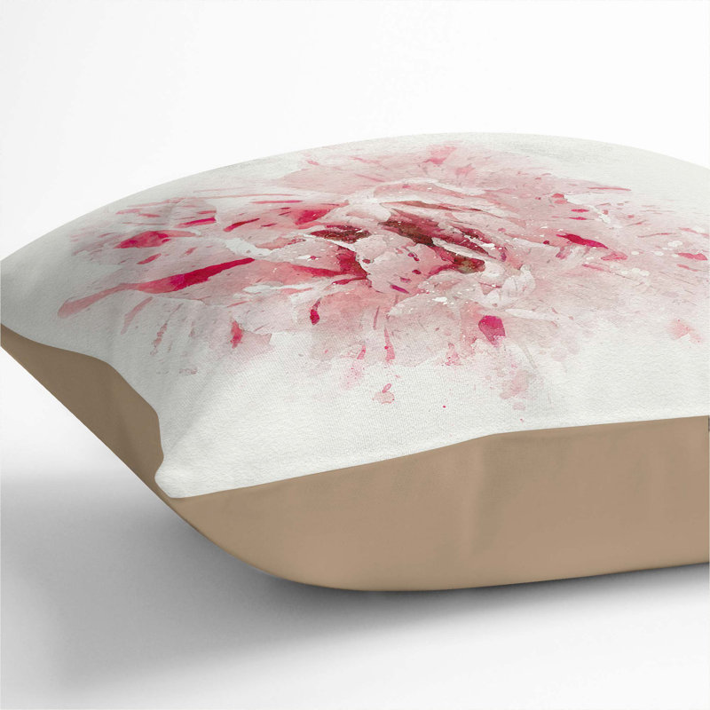 Floral Square Cushion, 40cm H x 40cm W x 15cm D, Stone
