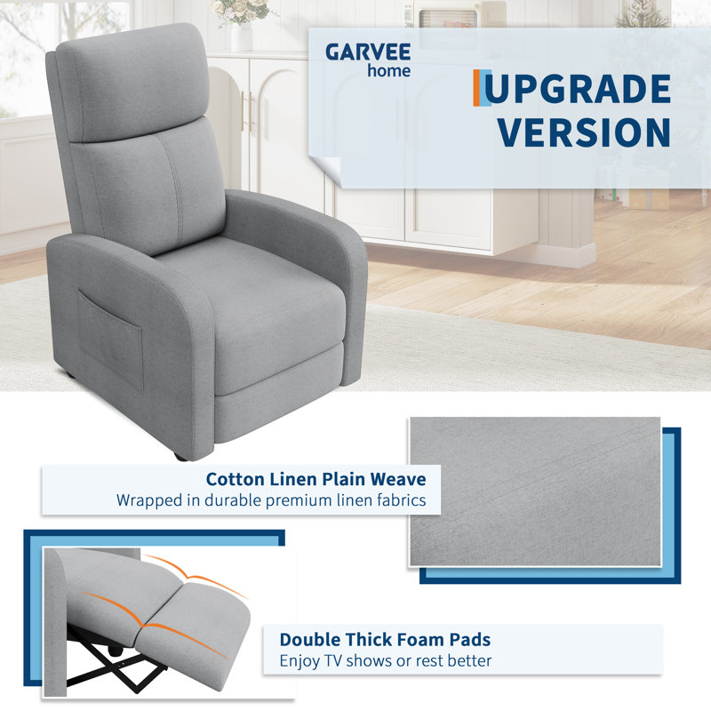 Upholstered Linen Armchair, Light Grey
