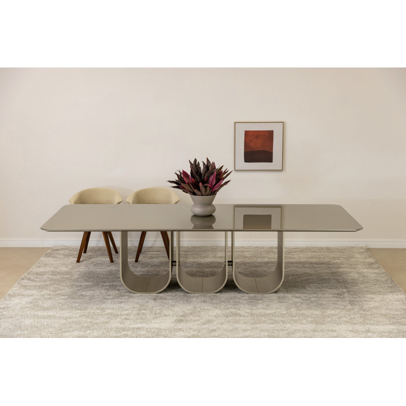 Louise 102.5" Rectangular Dining Table Metallic Champagne Color