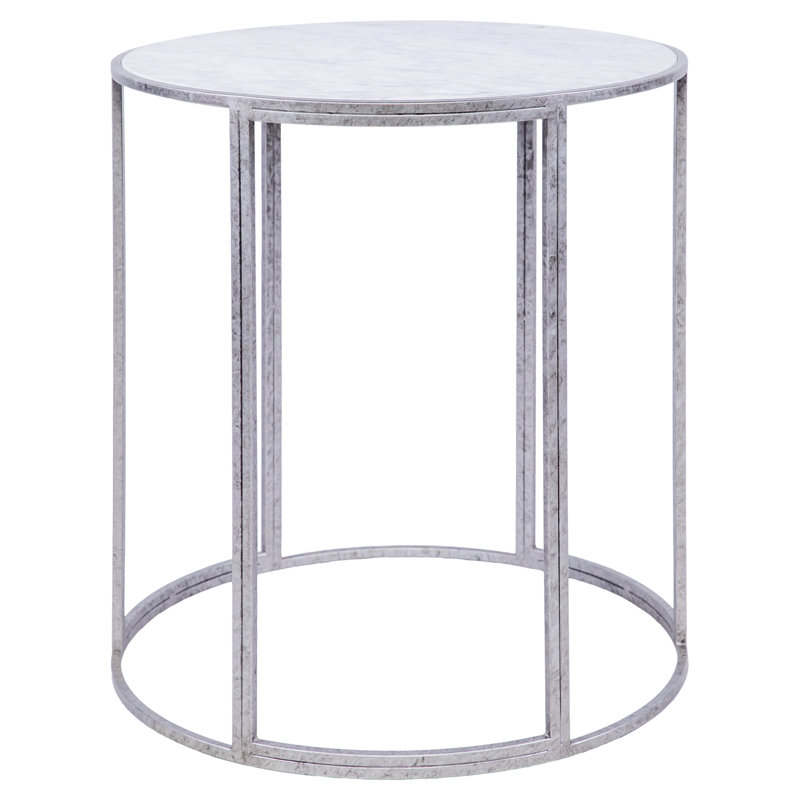 Paris Marble Drum End Table, Royal Silver