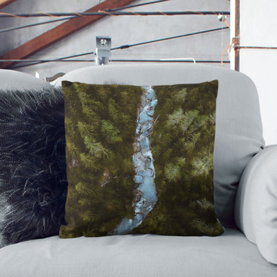 Forest Stream in Switzerland Painting Cushion with Filling