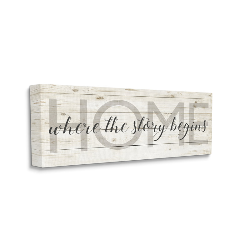 «Story Begins Family Home» par Anna Quach - impression sur bois texturé, Toile tendue, L 17 po x H 40 po