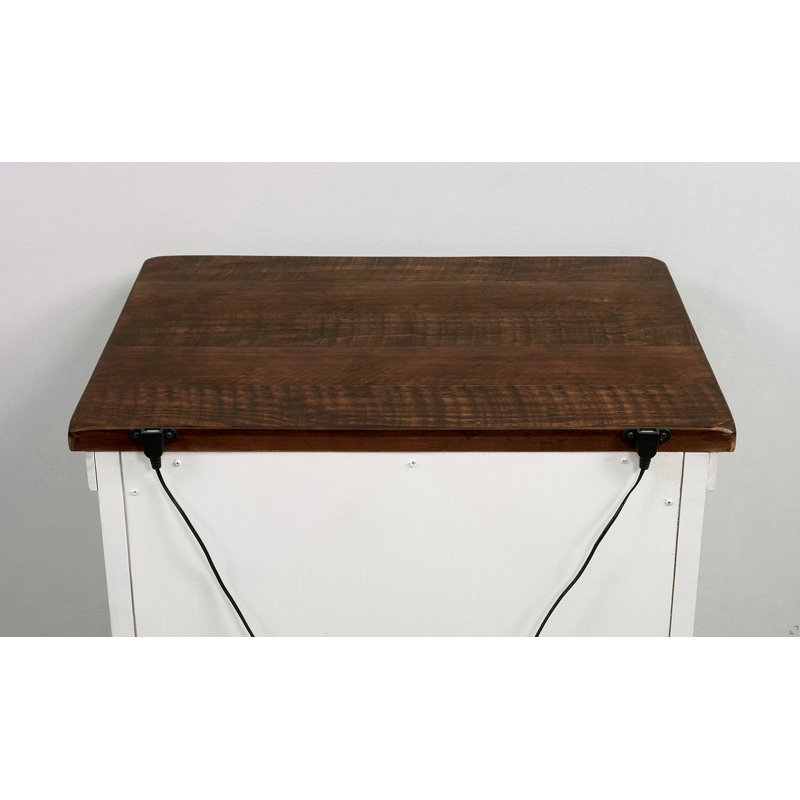 Table de chevet en bois massif vieilli 1Pc