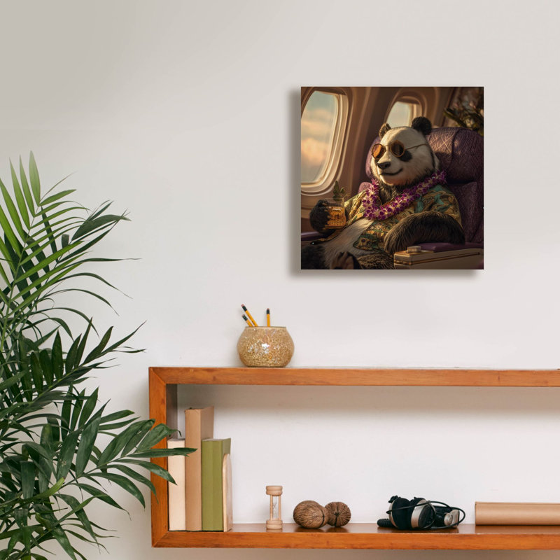  «Panda Holiday To Hawaii» par Ann Klee, art mural sur toile, 12 po x 12 po, H 12 po x l 12 po