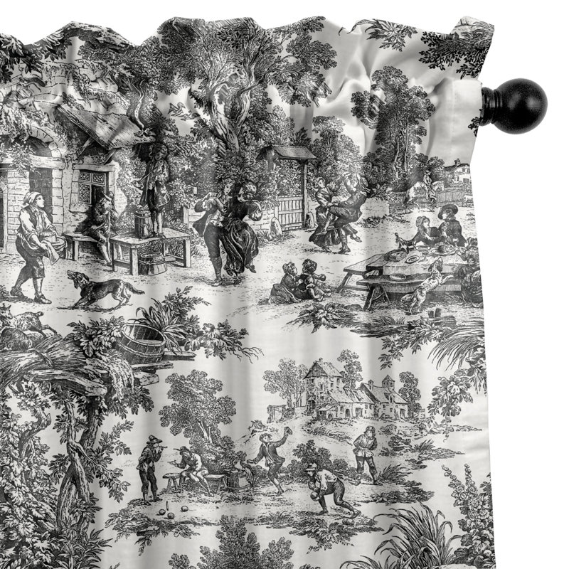 Paire de rideaux Au Village, L 50 po x L 108 po, Ébène