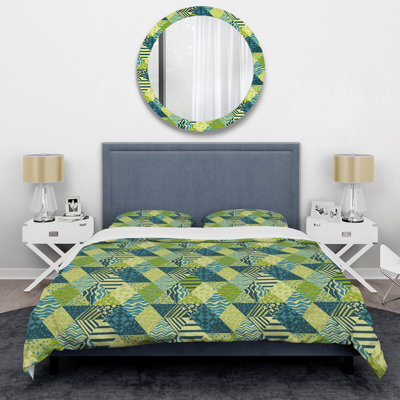 Ensemble de housse de couette Green Abstract Patchwork