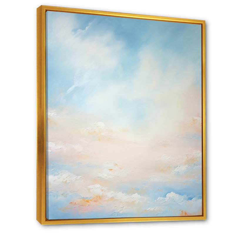 " Blue Clouds Scenery Minimalism ", 32" H x 24" W, Gold Floater Framed
