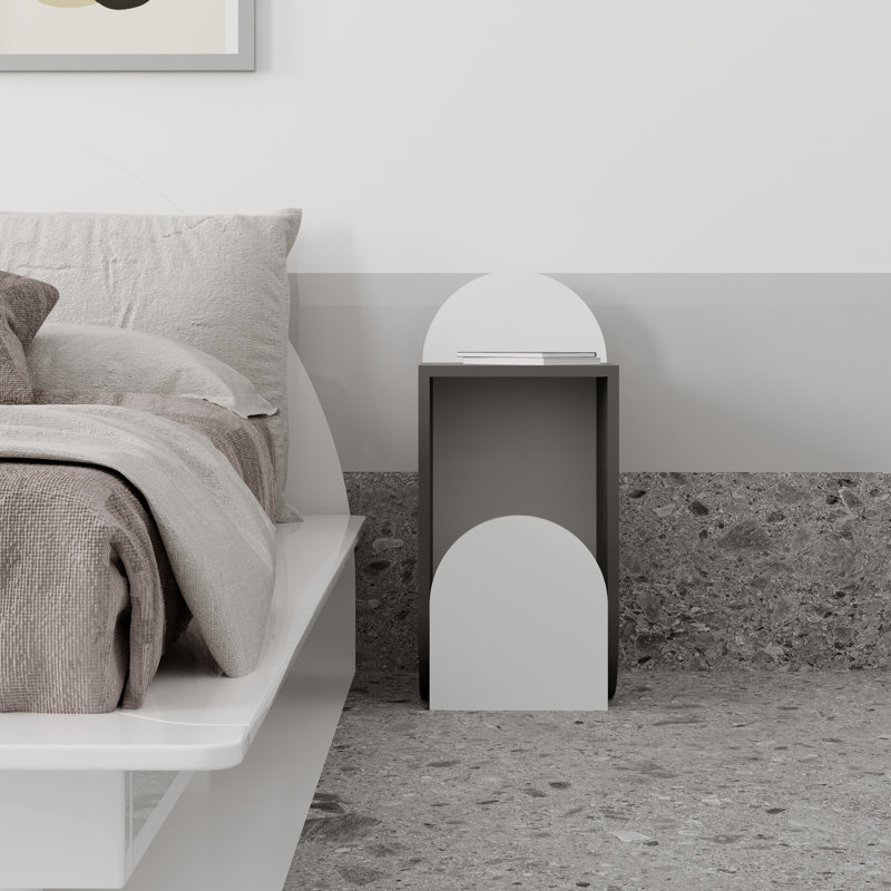 Table de chevet Chaniyah, Blanc / gris foncé