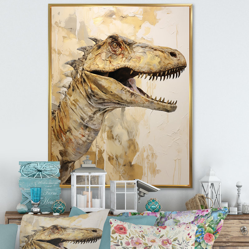 Dinosaure T Rex Supreme II, H 40 po x l 30 po x P 1,5 po, Cadre flottant doré