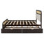 Grand lit plateforme en bois avec lit gigogne et 2 tiroirs, espresso