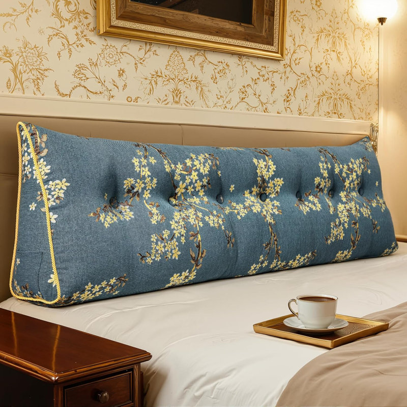Sit-up Back Comfort Polyester Floral Bed Headboard Wedge Reading Pillow Triangular Back Support Cushion Compression, King