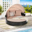 5 lits de jour pour patio avec auvent, coussins moelleux, table, pour la détente dans la cour, cadre solide lavable 5 pièces, espace de loisirs extérieur-303431126
