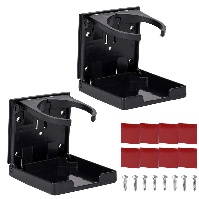Paquet de 2 porte-gobelets pliables réglables avec vis et autocollants pour la maison, le bateau, la voiture et le véhicule récréatif