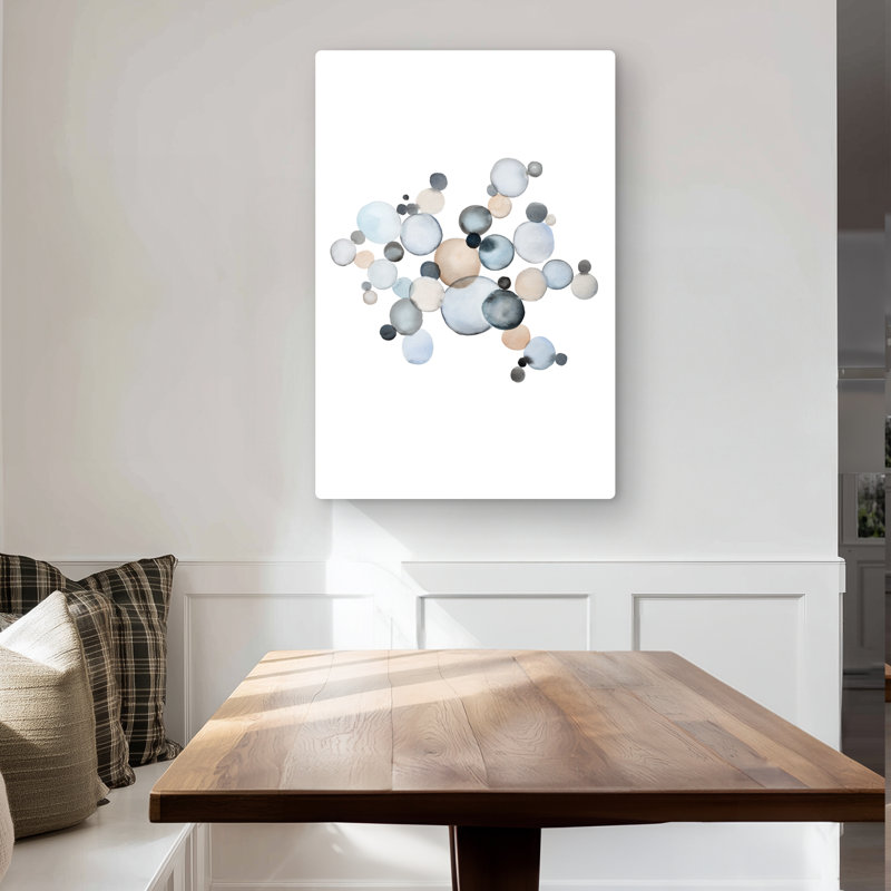 Grayish Bubbles - Shapes Gray Metal Print for Home Decor