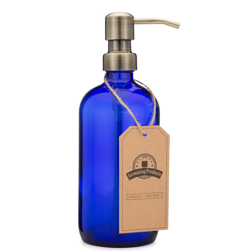 Distributeur de lotion en verre, Laiton / bleu
