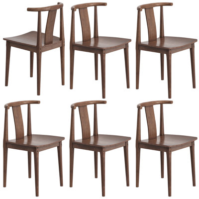 Farmhouse Wood Dining Chairs With Curved Back