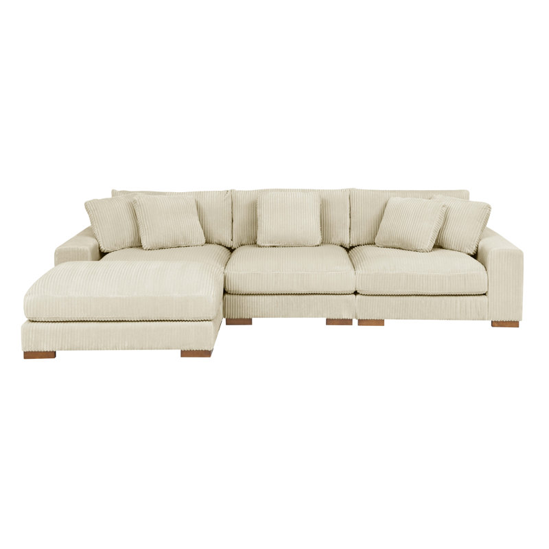 Beachcastle Modular Corduroy Sectional, Beige Corduroy