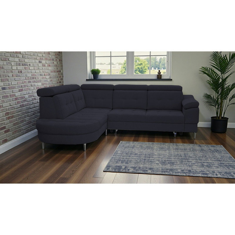 5 Seater Corner Sectional, Left Hand Facing, Black