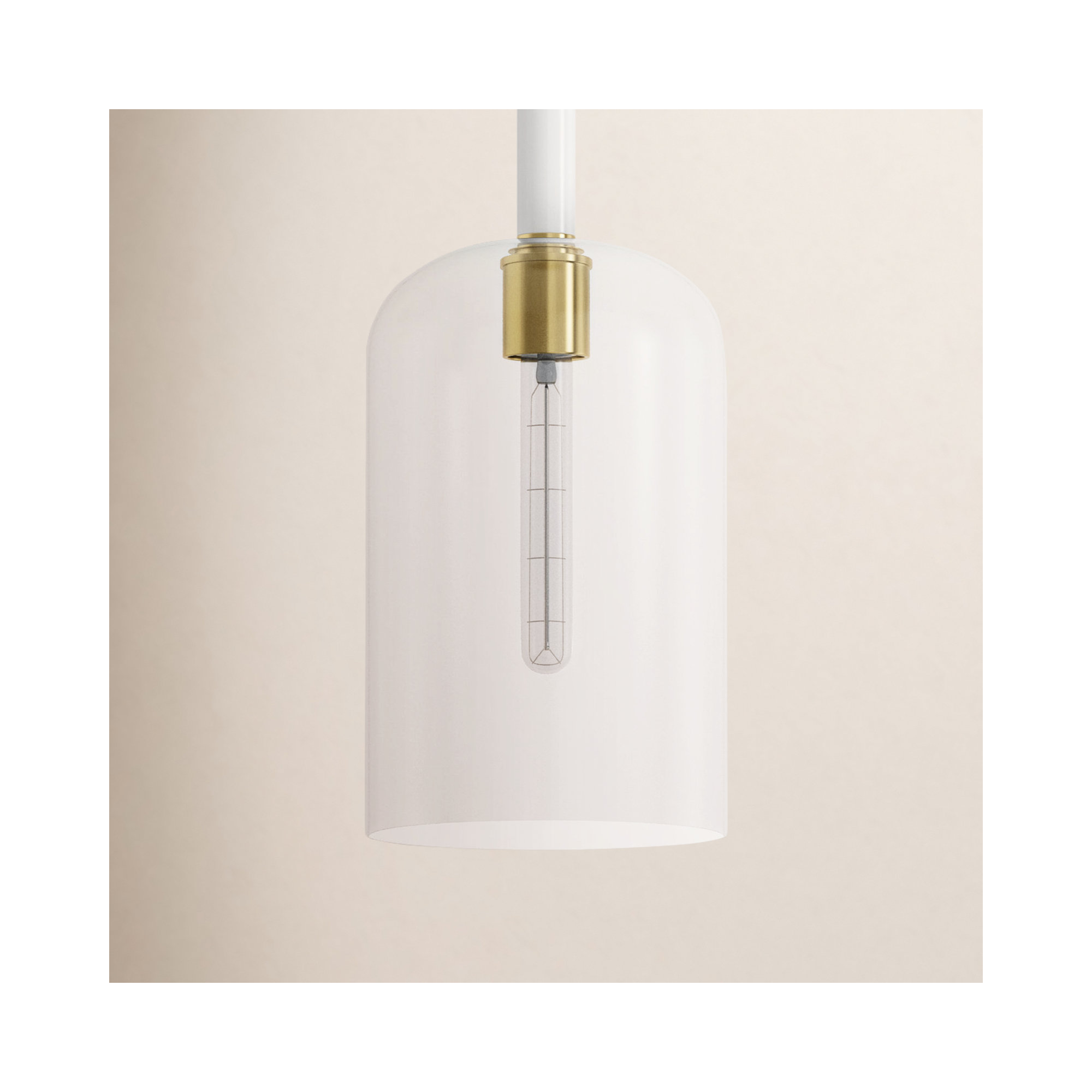 Tegan Single Light Glass Dimmable Pendant, Burnished Brass