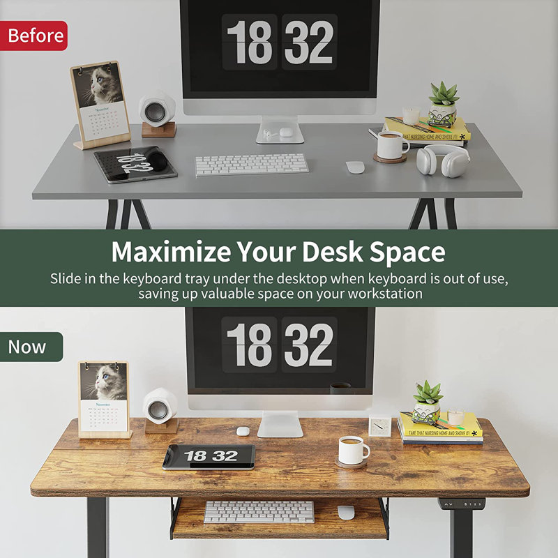 Iya Adjustable Metal Base Standing Desk, 46'' H x 48'' W x 24'' D