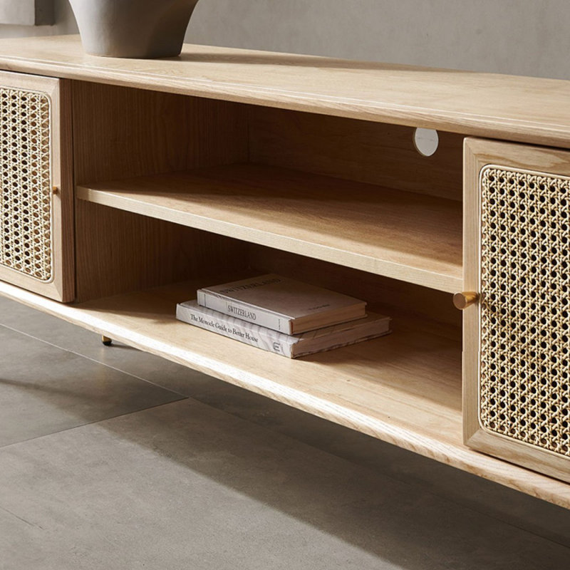 Meuble télé Modern Burlywood, H 23,62 po x L 78,74 po x l 15,75 po, Naturel