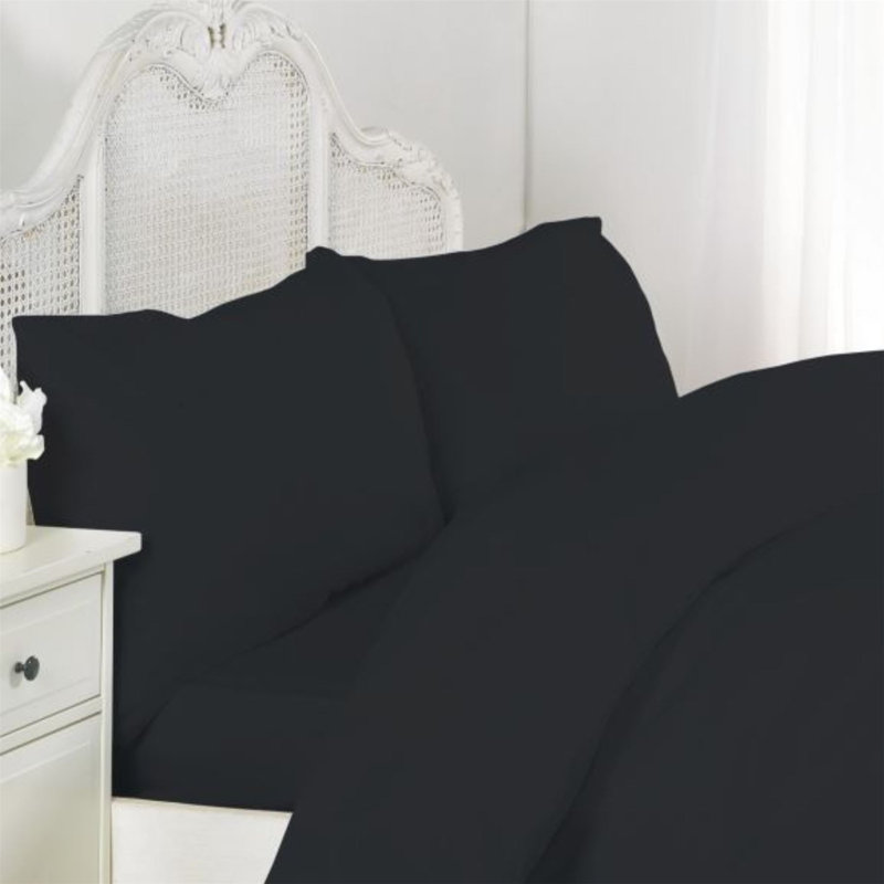 Kalos 100% Cotton Flatweave Flat Sheet, King, Black