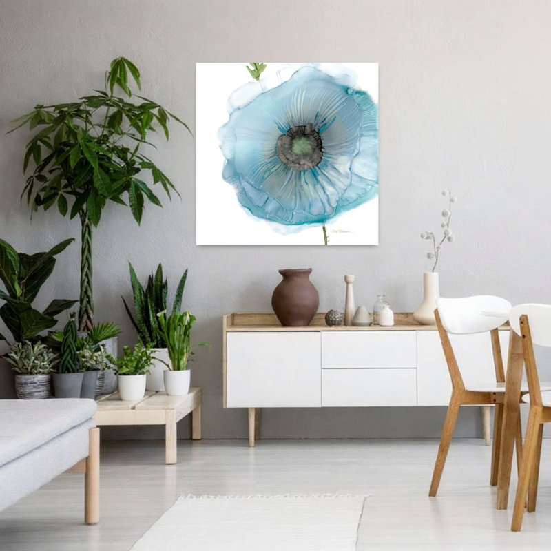 Art mural abstrait irisé bleu coquelicot II, H 36 po x l 36 po