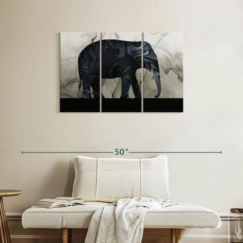 Silhouette abstraite d'éléphant, H 24 po x l 38 po
