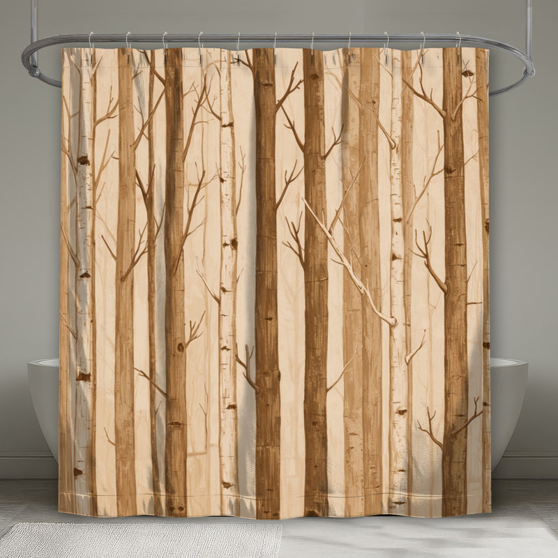 Rideaux de douche Tall Birch Trees, L 70 po x H 93 po, Medium Pink Dark Brown