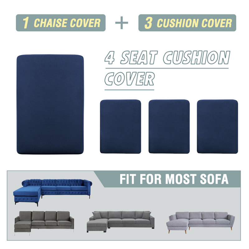 Housse pour canapé modulaire à coussins carrés / lavables à la machine, Bleu marine