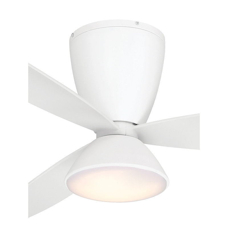 Hourglass 58" Led Smart Flush Mount Ceiling Fan, White, White