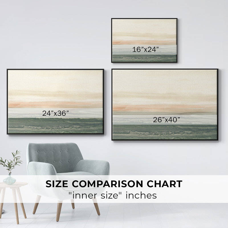 " Atlantic Sunrise I " Painting Print, Black Floater Framed Canvas, 25" H x 37" W x 2'' D