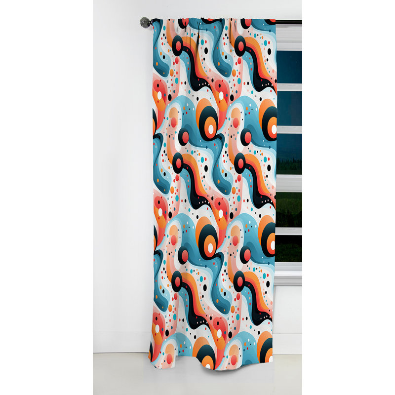Cheerful Polka Dot Swirl Dance - Rideau abstrait - Rideau abstrait occultant - 1 panneaux, L 52 po x L 120 po