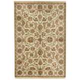 Hand Knotted Wool Area Rug in Light Green And Ivory