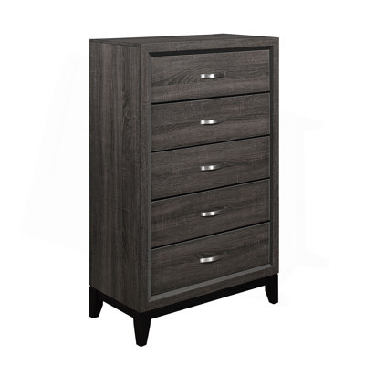Contemporary Design 1Pc Chest Of Dovetail Drawers Polished Chrome Bar Pulls Bedroom Furniture