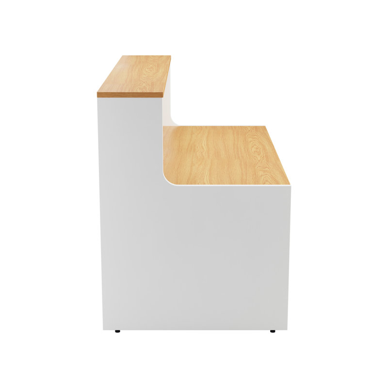 Buariki Rectangle Synthetic Laminate Reception Desk, Oak/White