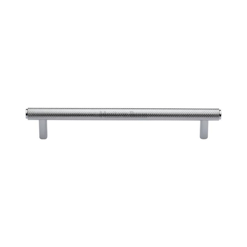 Heritage Brass Signac Heritage Cabinet Pull Complete Knurl Design, Polished Chrome, 16cm H x 11cm W x 19.2cm D