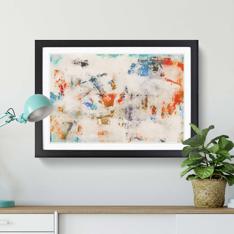 Abstract Art Painting Vol.129 by S.Johnson - Framed Print, Black Framed, 33cm H x 45cm W x 2cm D