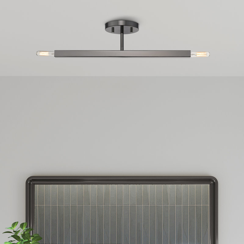 Manbir Semi Flush Mount, Black Chrome